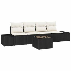 vidaXL Tuin Sofa Set met kussen 5 pcs Zwart en Cr&egrave;me poly rattan