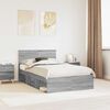 vidaXL Bedframe Grijs Sonoma 120 x 190 cm Massief grenenhout
