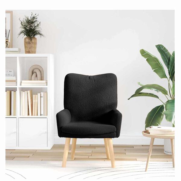 vidaXL Fauteuil Zwart 63 x 67 x 94 cm Sherpa Stof