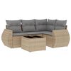 vidaXL 5-delige Loungeset met kussens poly rattan beige