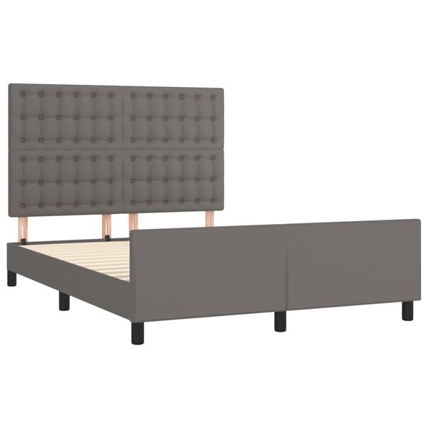 vidaXL Bedframe met hoofdbord kunstleer grijs 140x200 cm