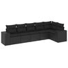 vidaXL 6-delige Loungeset met kussens poly rattan zwart