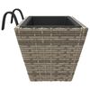 vidaXL Plantenbakken 2 st met haken poly rattan grijs