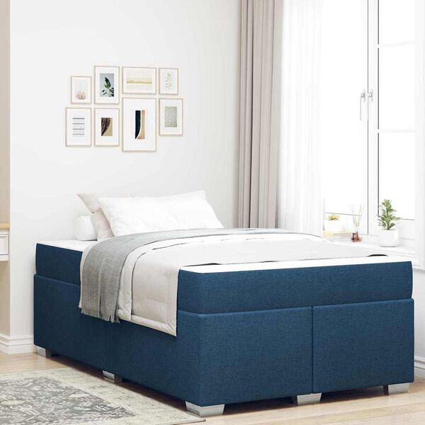 vidaXL Bedframe met matras Blauw 120 x 190 cm Stof