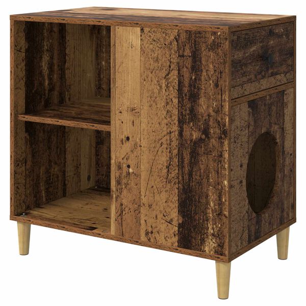 vidaXL Kattenhuis Oudhout 72 x 42,5 x 70 cm Bewerkt hout