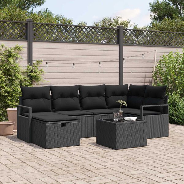vidaXL Tuin Sofa Set met kussen met opslag poly rattan