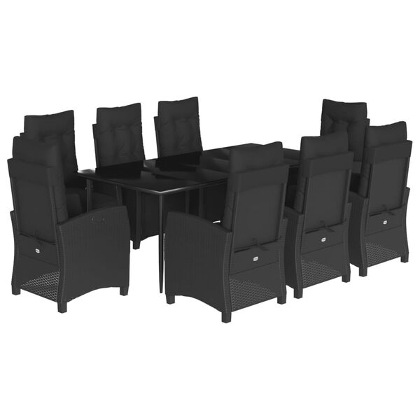 vidaXL 9-delige Tuinset poly rattan zwart