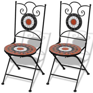 vidaXL Opklapbare stoelen, 2 stuks, keramiek, terracotta en wit