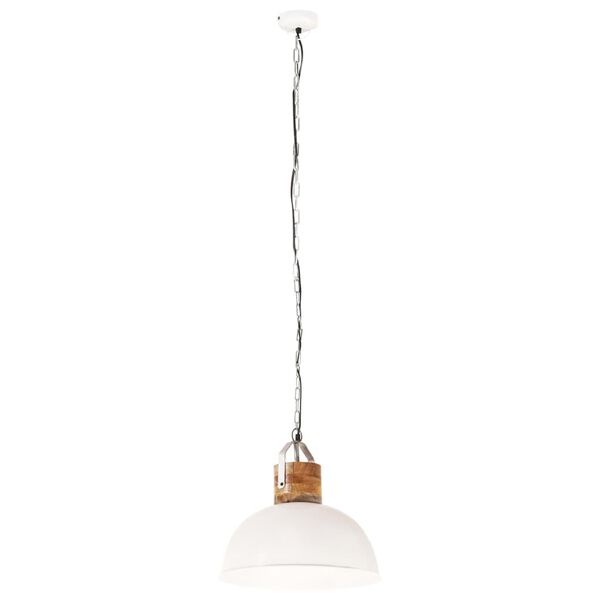 vidaXL Hanglamp industrieel rond E27 42 cm massief mangohout wit