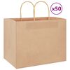 vidaXL Papieren zakken 50 st met hengsels 32x22x24 cm bruin