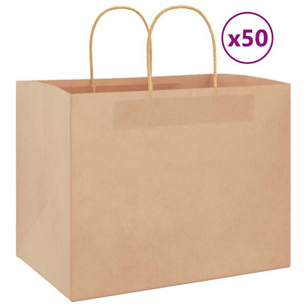 vidaXL Papieren zakken 50 st met hengsels 32x22x24 cm bruin