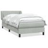 vidaXL Boxspring met matras fluweel lichtgrijs 100x220 cm