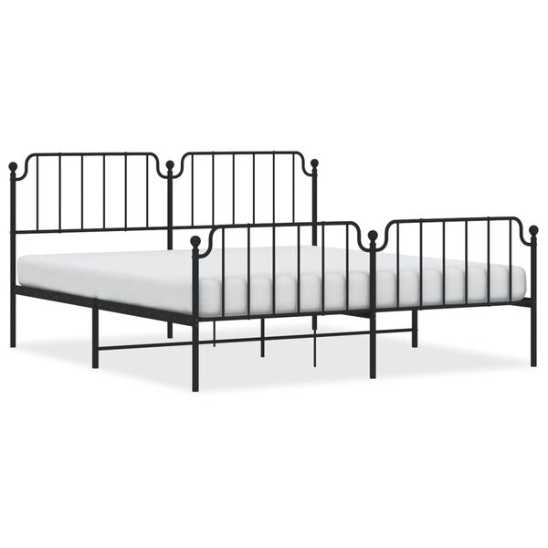 vidaXL Bedframe met hoofd- en voeteneinde metaal zwart 180x200 cm