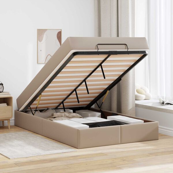 vidaXL Bedframe met matras met matras 2 pcs Tan PVC