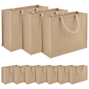 vidaXL Jute handtassen 10 pcs Naturel 42 x 33 x 19 cm 100% Tossa Jute