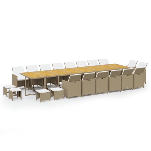 vidaXL 21-delige Tuinset met kussens poly rattan beige