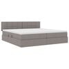 vidaXL Opbergbed met LED met matras met LED Taupe 200 x 200 cm Stof
