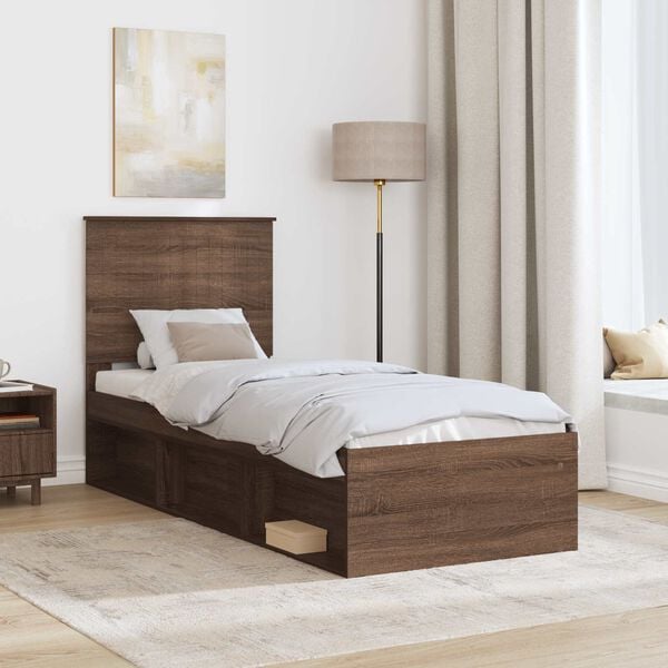 vidaXL Bedframe Bruin Eiken 75 x 190 cm Massief grenenhout