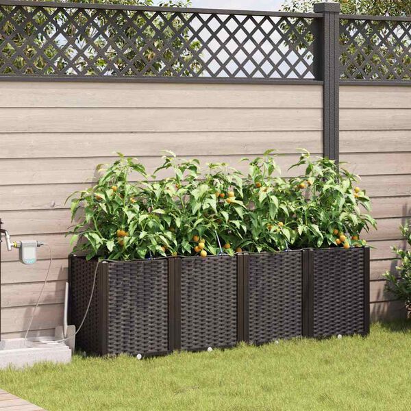 vidaXL Tuin Bloempot 4 pcs Bruin Kunststof