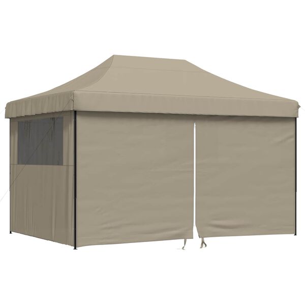 vidaXL Partytent inklapbaar pop-up met 4 zijwanden taupe