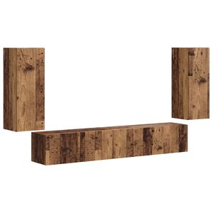 vidaXL Tv-meubelset 4 pcs Oudhout Bewerkt hout
