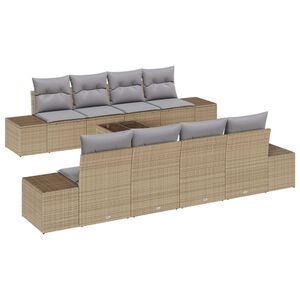 vidaXL Tuin Sofa Set met kussen 7 pcs Beige en Licht Grijs poly rattan