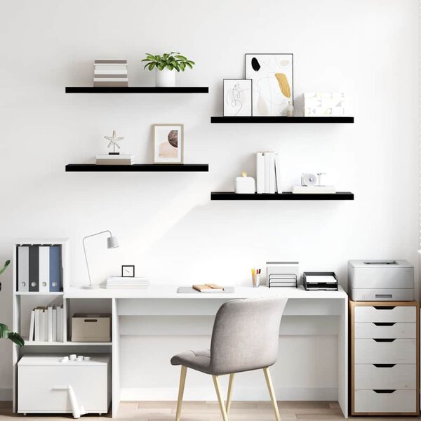vidaXL Wandschappen zwevend 4 st 90x23,5x3,8 cm MDF hoogglans zwart