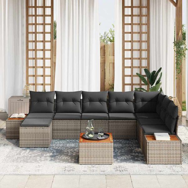 vidaXL Tuin Sofa Set 9 pcs Grijs 319 x 209 x 85 cm Poly riet