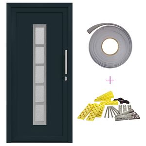vidaXL Voordeur 98 x 208 cm PVC Antracietkleurig
