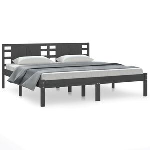 vidaXL Bedframe massief grenenhout grijs 200x200 cm