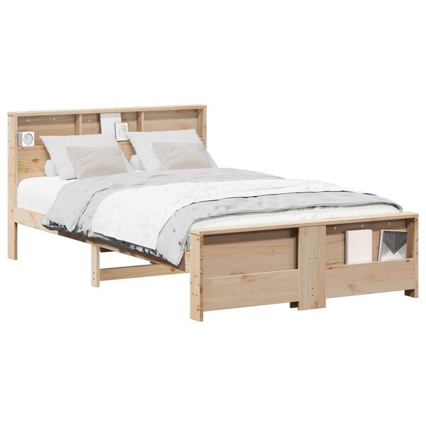 vidaXL Bedframe met hoofdeinde Bruin 135 x 190 cm Bewerkt hout