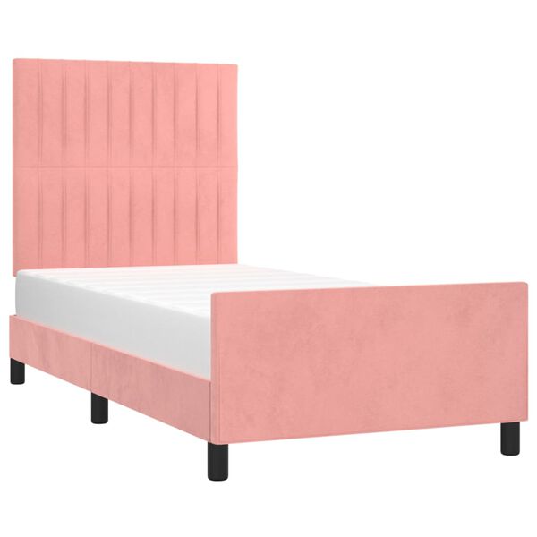 vidaXL Bedframe met hoofdeinde fluweel roze 90x190 cm