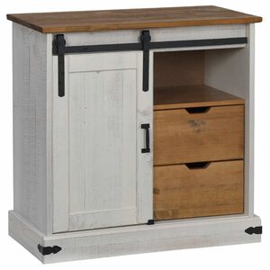 vidaXL Dressoir HALDEN met schuifdeur 80x40x80 cm massief hout wit