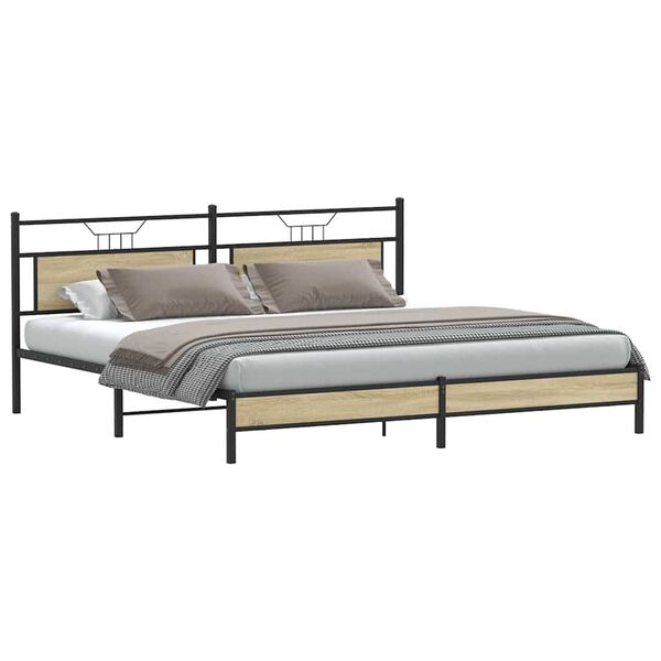 vidaXL Bedframe zonder matras metaal sonoma eikenkleurig 193x201 cm
