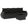 vidaXL 5-delige Loungeset met kussens poly rattan zwart