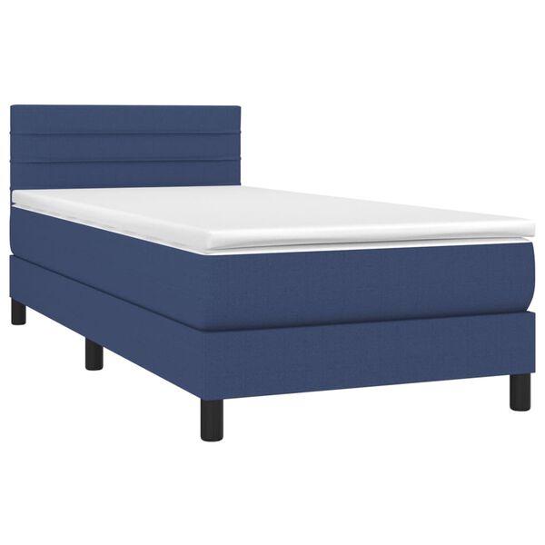vidaXL Boxspring met matras stof blauw 100x200 cm