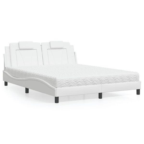 vidaXL Bed "Viana" met matras kunstleer wit 160x200 cm