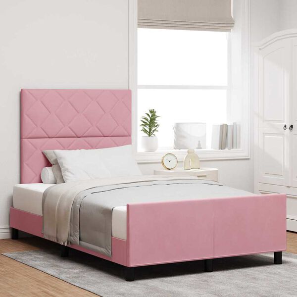 vidaXL Boxspringbed met hoofdeinde Roze 120 x 190 cm Fluweel