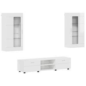vidaXL Tv-meubelset met lade FLORIN 3 pcs Hoogglans wit Bewerkt hout