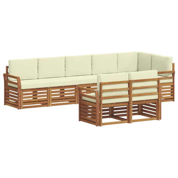 vidaXL Sofa-Sets 8 pcs Natuurlijk en Cr&egrave;me Massief Acaciahout