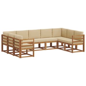 vidaXL Buiten bankenset met kussen 9 pcs Natuurlijk en Beige