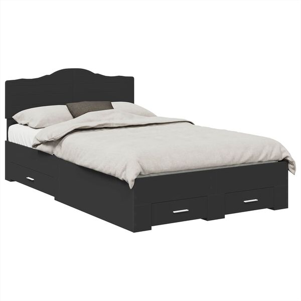vidaXL Bedframe met hoofdeinde Zwart 120 x 190 cm Bewerkt hout