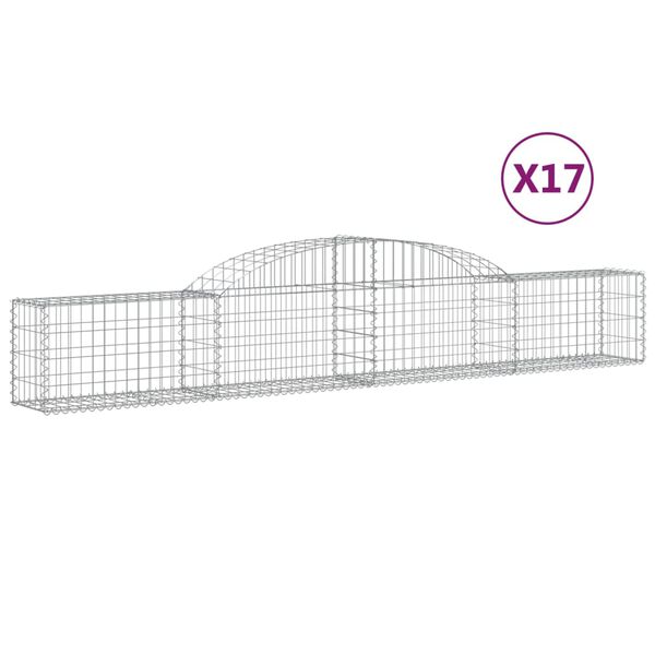 vidaXL Schanskorven 17 st gewelfd 300x30x40/60 cm gegalvaniseerd ijzer