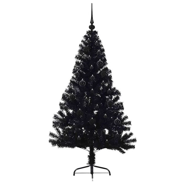 vidaXL Kunstmatig Voorverlicht Kerstboom met 150 LED Zwart 150 cm PVC