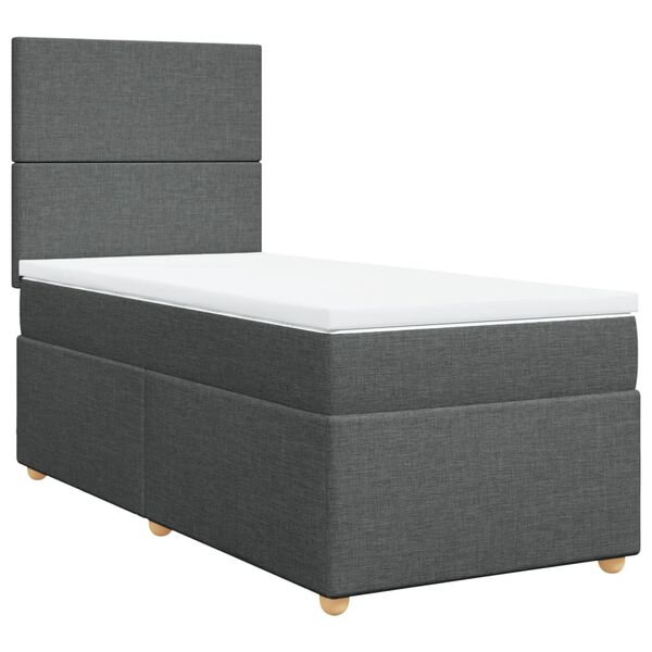 vidaXL Boxspring met matras stof donkergrijs 90x190 cm