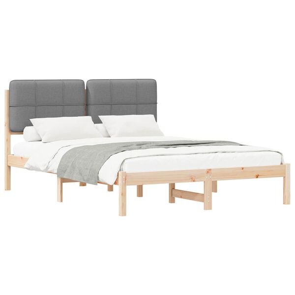 vidaXL Bedframe met Gevoerd Hoofdgedeelte Lichtgrijs 160 x 200 cm