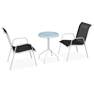 vidaXL 3-delige Bistroset staal zwart