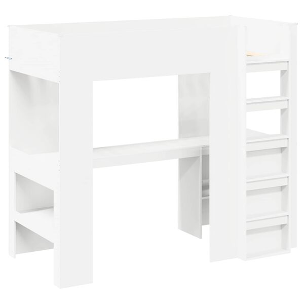 vidaXL Loft Bedframe met Bureau Wit 80 x 200 cm Bewerkt hout