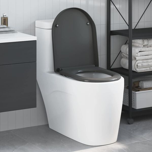 vidaXL Snelle Ontgrendel Toiletzitting Antraciet 46.2 x 36 x 4.3 cm