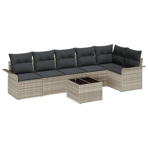 vidaXL Tuin Sofa Set 7 st Lichtgrijs poly rattan